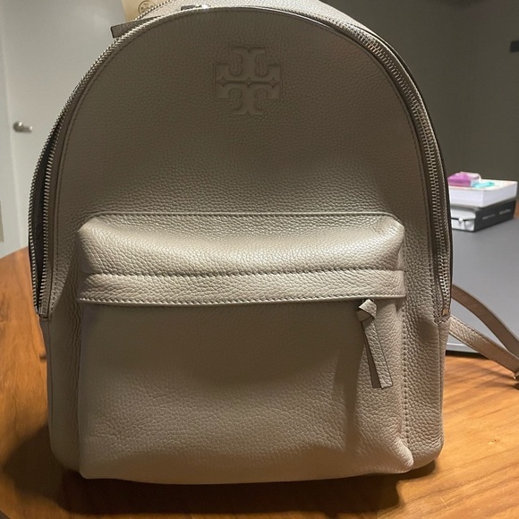 Tory Burch Thea Pebbled Gray Backpack - Picture 6 of 9